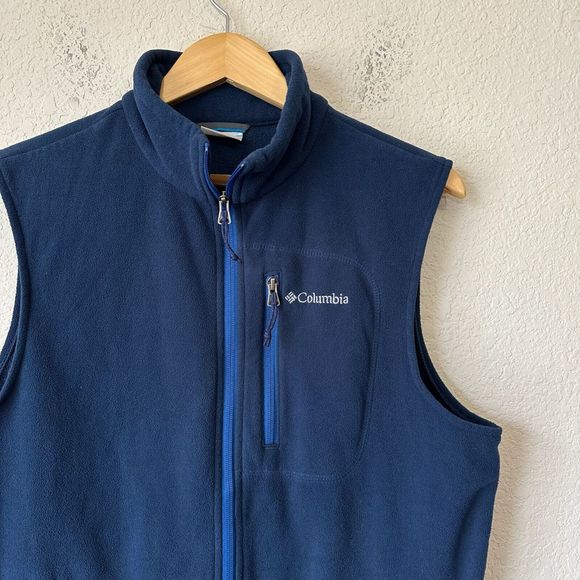 COLUMBIA Mens Full-Zip Fast Trek Fleece Vest in Navy - Picture 3 of 10